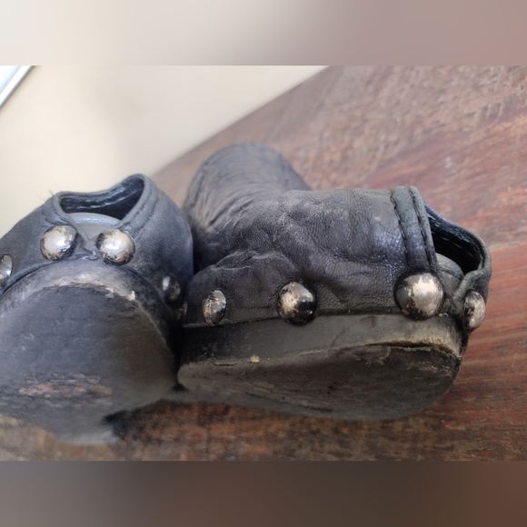 Salpy Black Leather Studded Open Toe Wedge Mules Size 9 - Picture 10 of 11